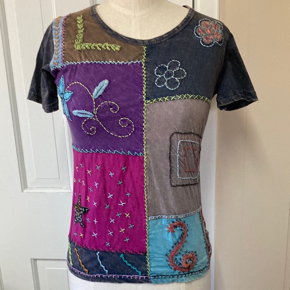 Colorful Patchwork Short Sleeve Tee